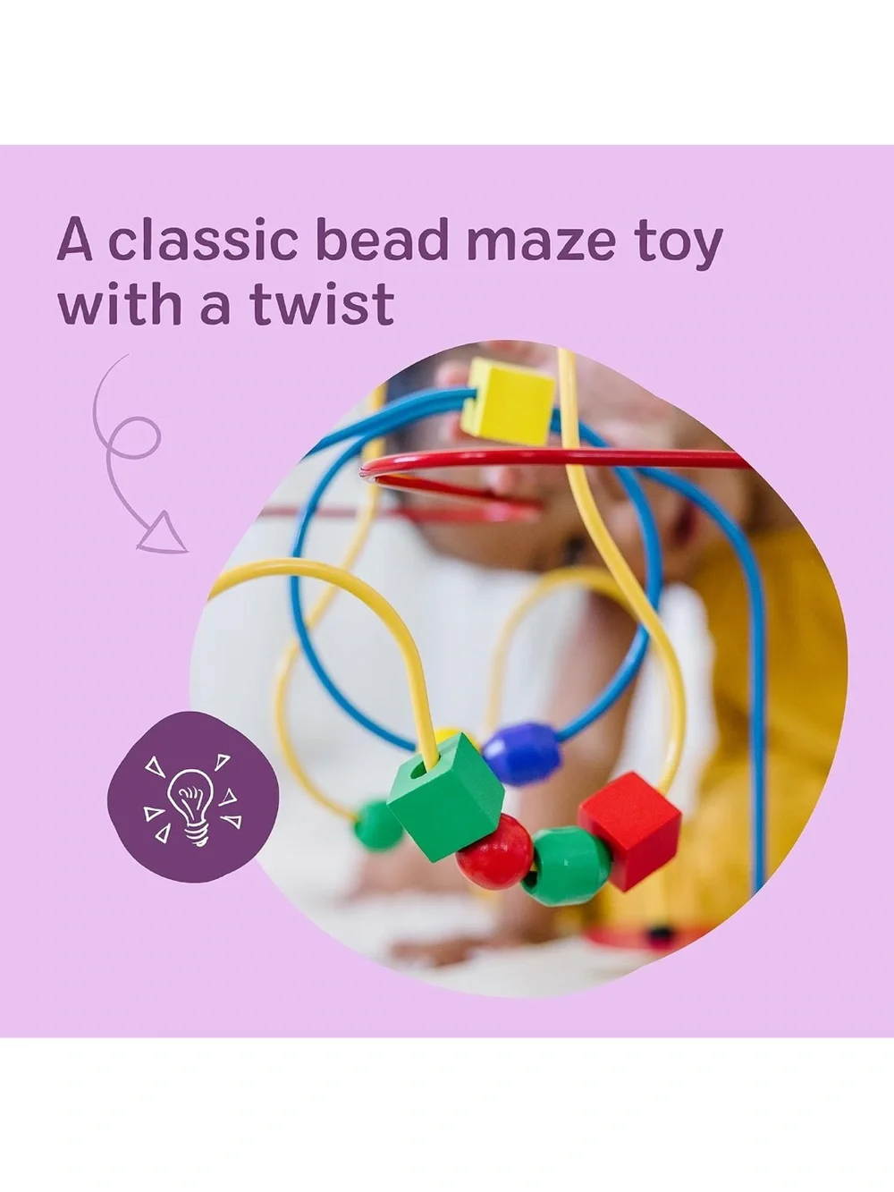 Melissa & Doug Classic Wooden Bead Maze - Yellow, Red, Blue, Green, Purple